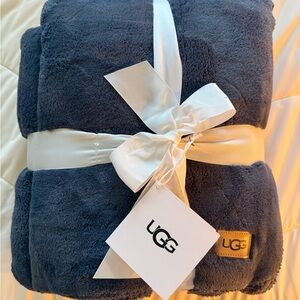 UGG Dark Blue Plush Throw Blanket